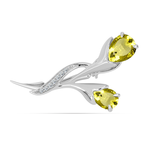 BUY STERLING SILVER BROOCH WITH LEMON TOPAZ GEMSTONE